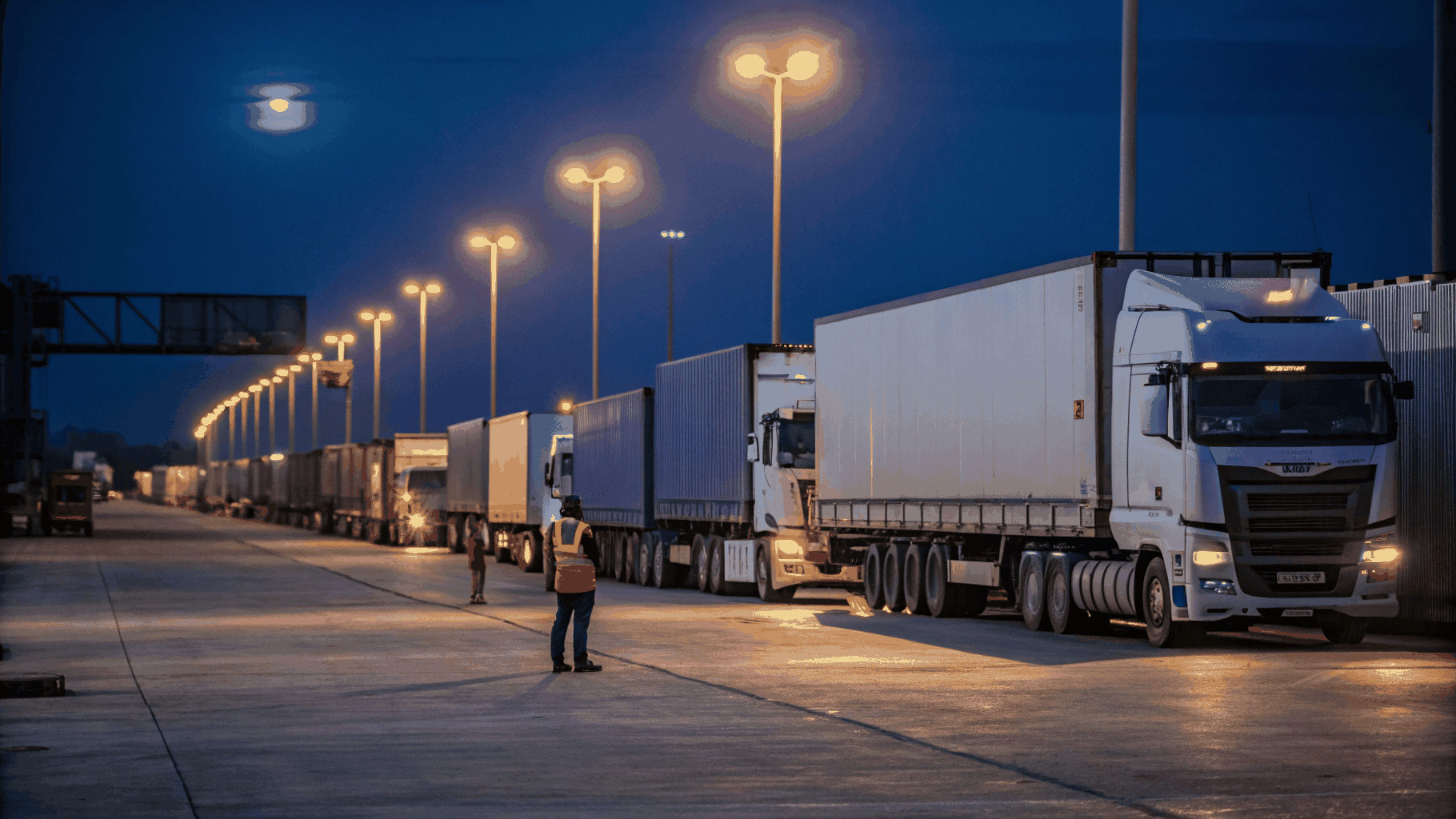 Noćni logistički terminal sa teretnim vozilima